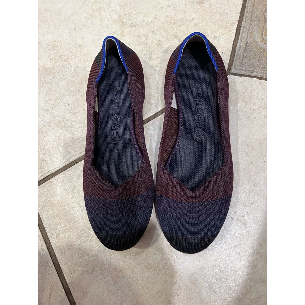 Rothy’s The Flat Cabernet Big Stripe Round Toe Ballet Flats Sz 9.5 - Picture 2 of 10